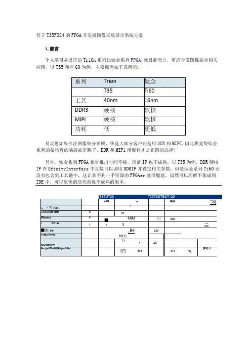 基于T35F324的FPGA开发板图像采集显示系统方案