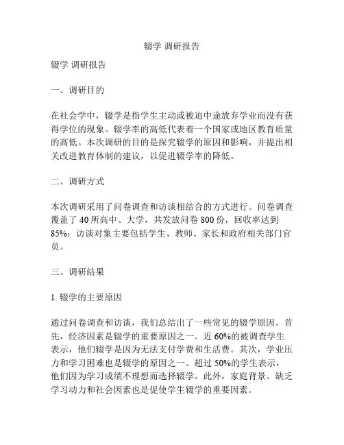 辍学 调研报告