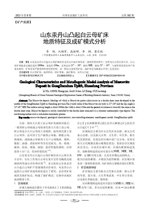 山东汞丹山凸起白云母矿床地质特征及成矿模式分析