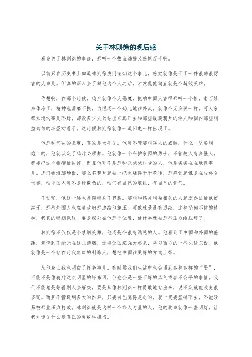 关于林则徐的观后感