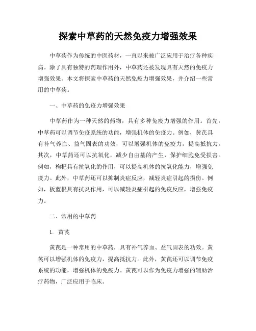 探索中草药的天然免疫力增强效果