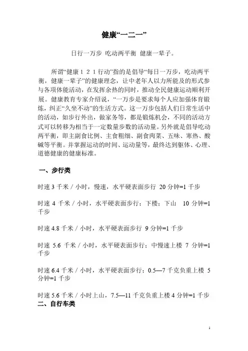 健康一二一资料