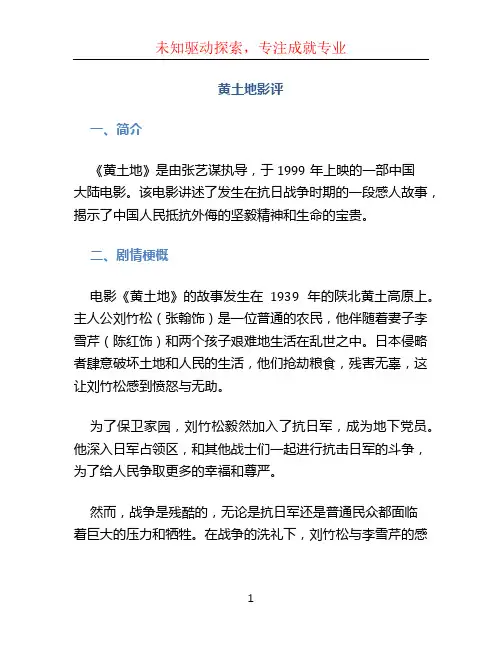 黄土地影评