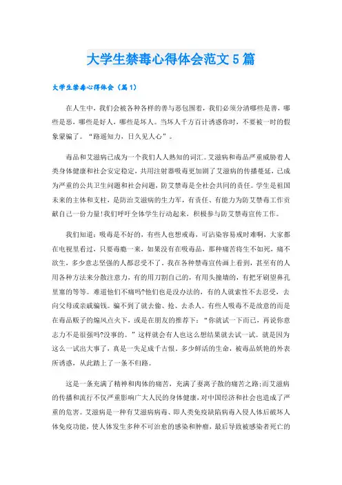 大学生禁毒心得体会范文5篇