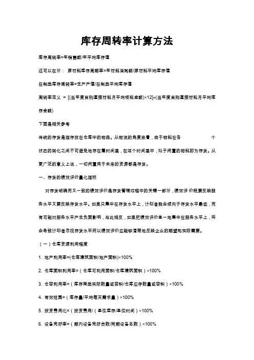 库存周转率计算方法