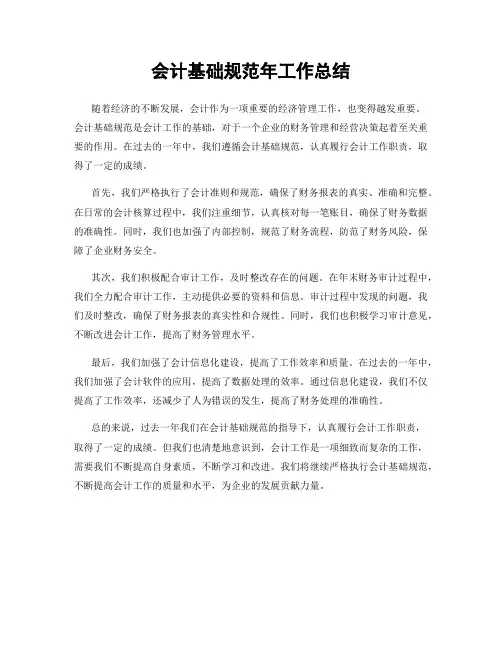 会计基础规范年工作总结