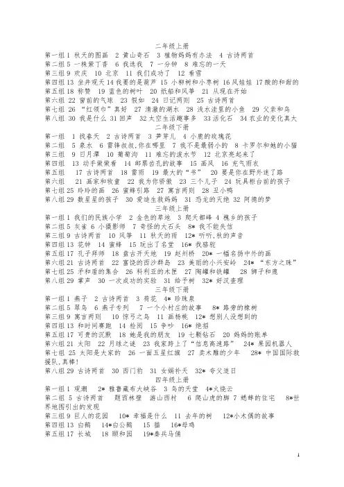 人教版小学语文课文目录 3-6年级