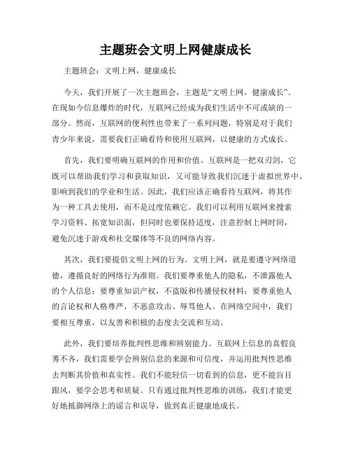 主题班会文明上网健康成长