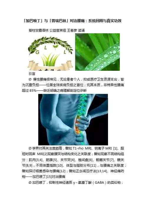 「加巴喷丁」与「普瑞巴林」对治腰痛：系统回顾与真实功效