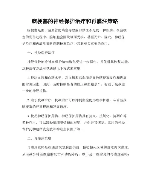 脑梗塞的神经保护治疗和再灌注策略
