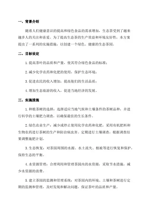 2024年生态茶园实施方案