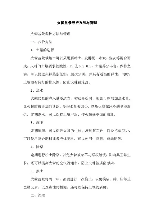 火棘盆景养护方法与管理