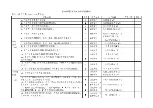 护理部围手术期护理质量评价标准
