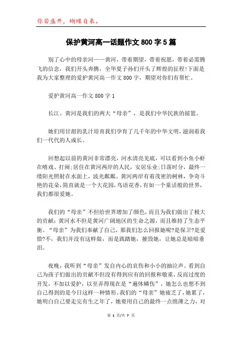 保护黄河高一话题作文800字5篇