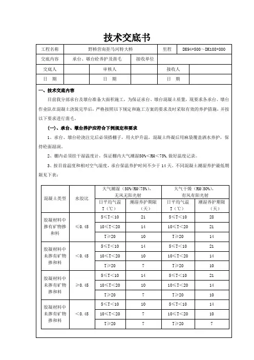 承台养护及凿毛技术交底