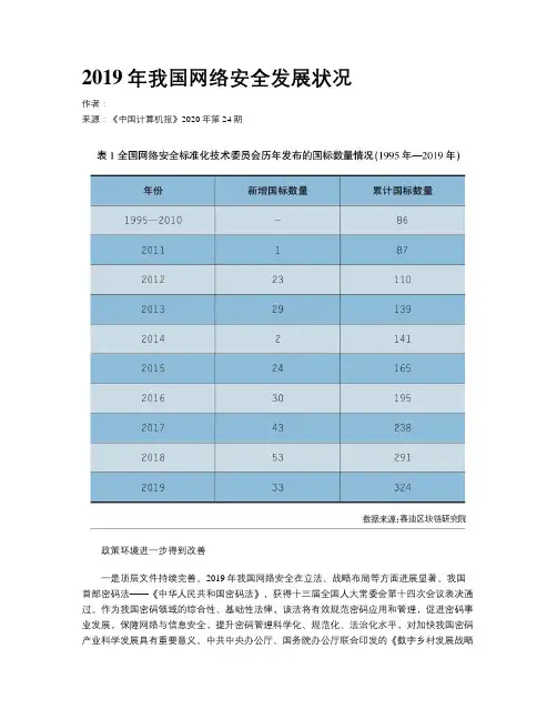 2019年我国网络安全发展状况