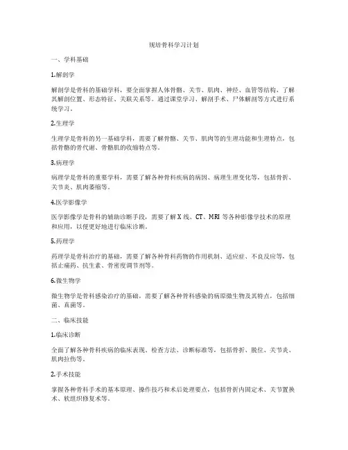 规培骨科学习计划