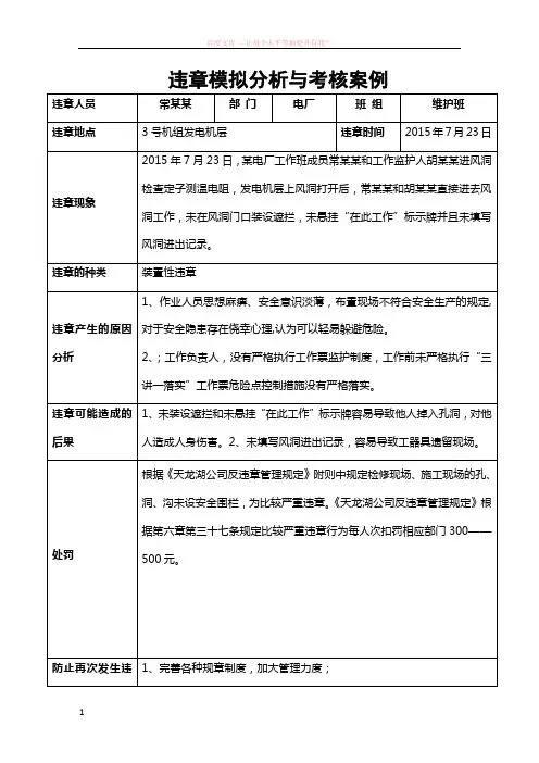 典型违章摸拟分析与考核案例