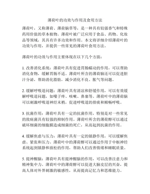 薄荷叶的功效与作用及食用方法