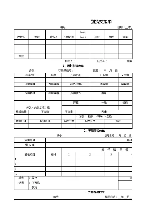 仓库管理专用表格全套