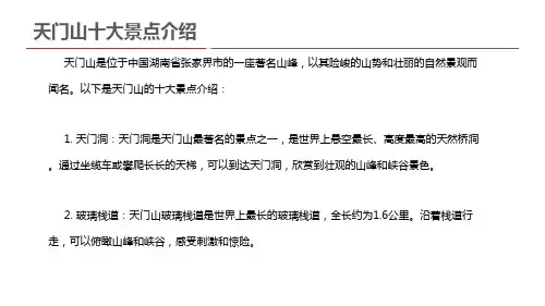 天门山十大景点介绍