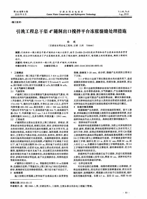 引洮工程总干渠4#隧洞出口搅拌平台冻胀裂缝处理措施