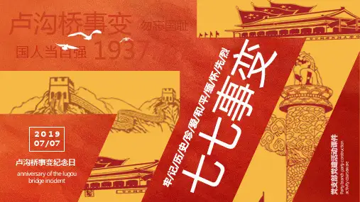 七七事变卢沟桥事件纪念勿忘国耻PPT模板