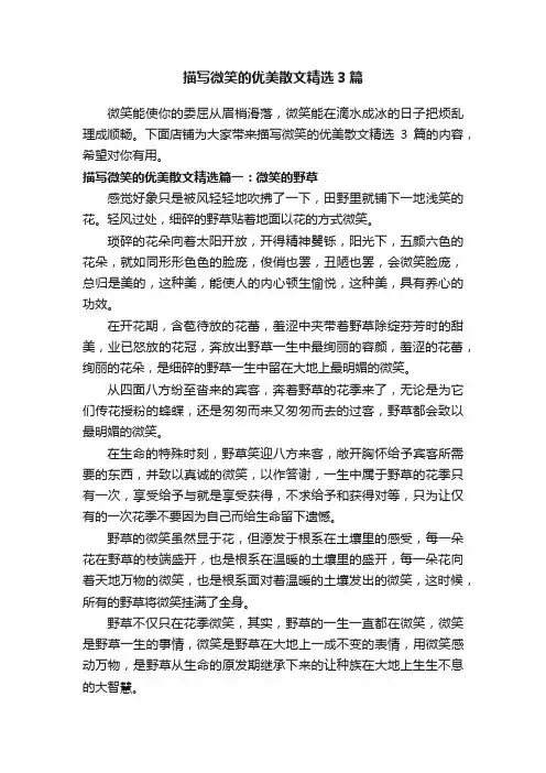 描写微笑的优美散文精选3篇