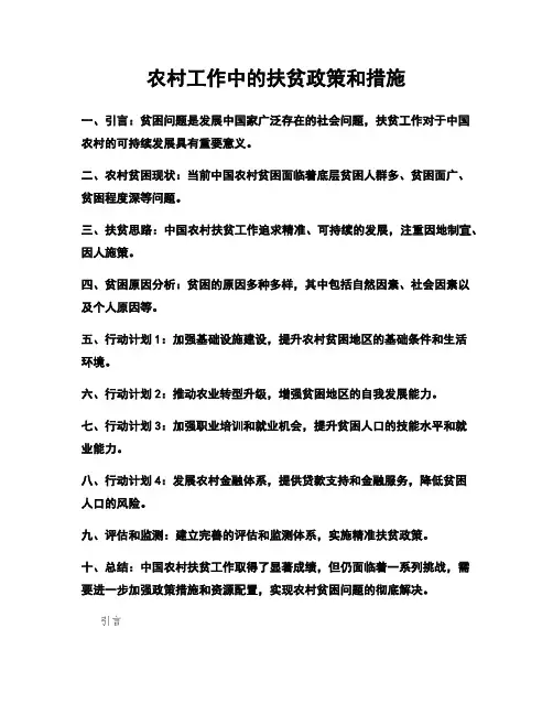 农村工作中的扶贫政策和措施