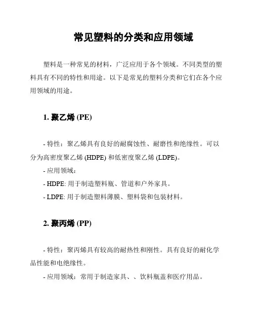 常见塑料的分类和应用领域