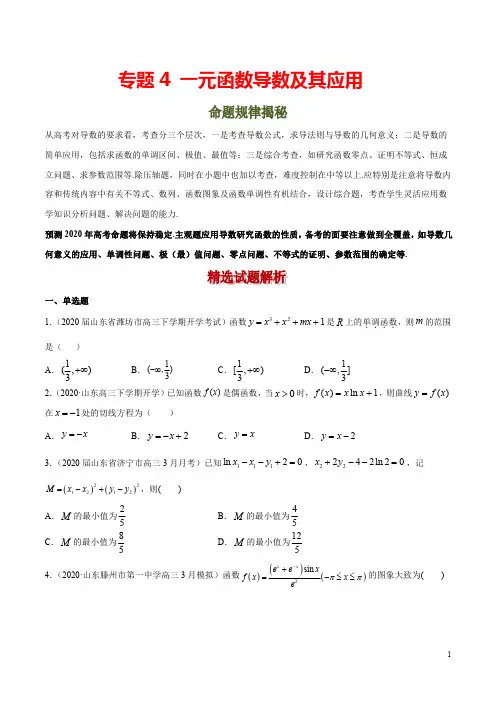 专题4 一元函数导数及其应用(含答案解析)