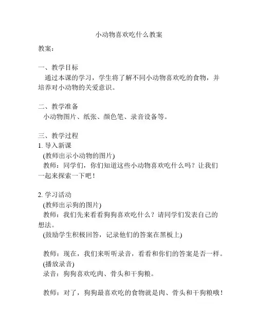 小动物喜欢吃什么教案