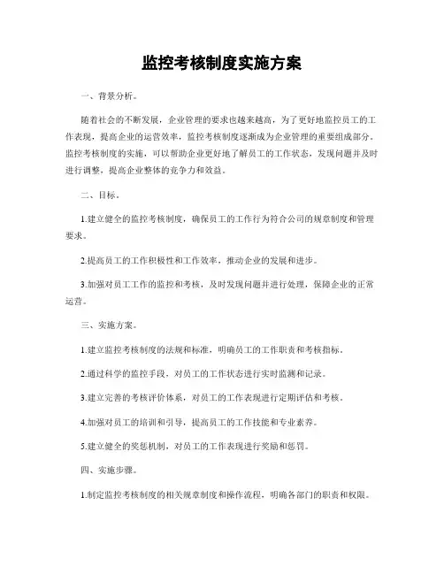 监控考核制度实施方案
