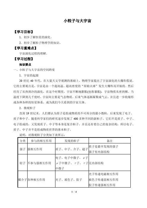 小粒子与大宇宙-精品学案