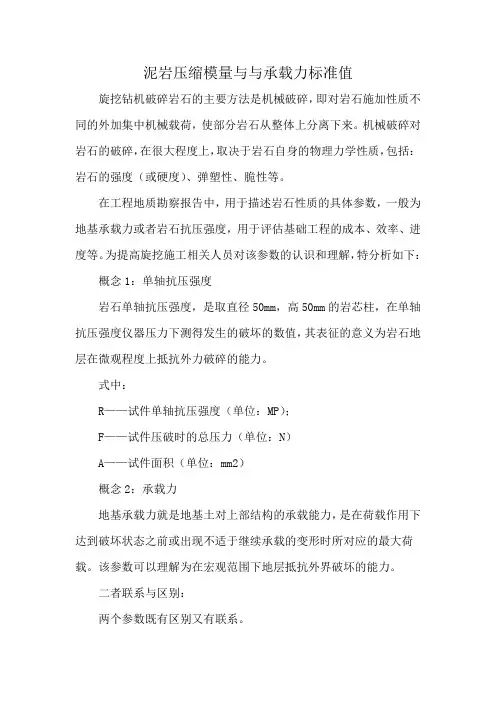 泥岩压缩模量与与承载力标准值