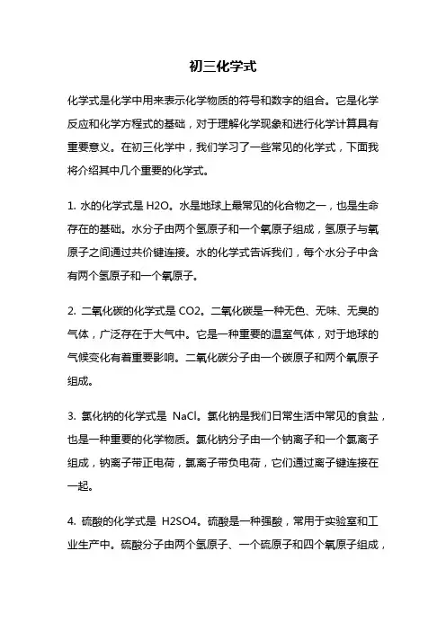 初三化学式