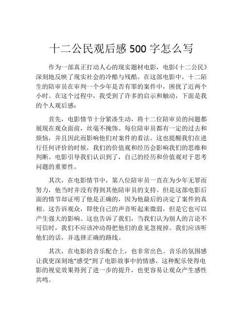 十二公民观后感500字怎么写