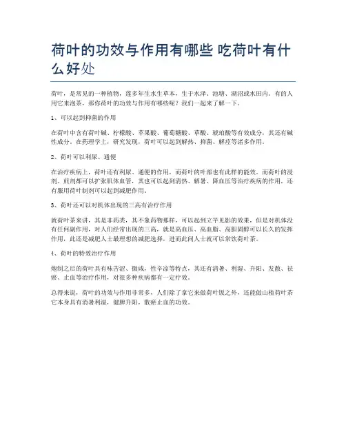荷叶的功效与作用有哪些-吃荷叶有什么好处