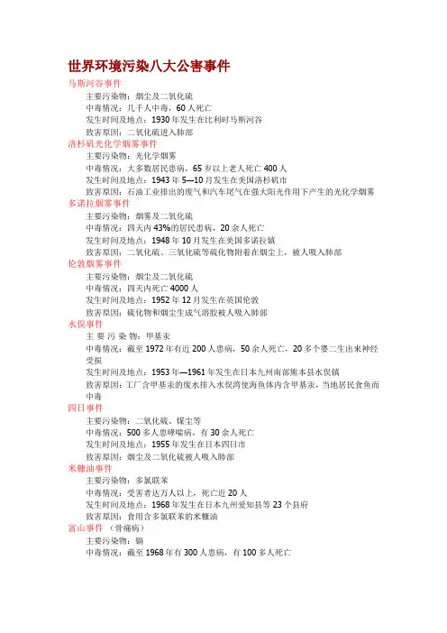 (完整版)世界环境污染八大公害事件