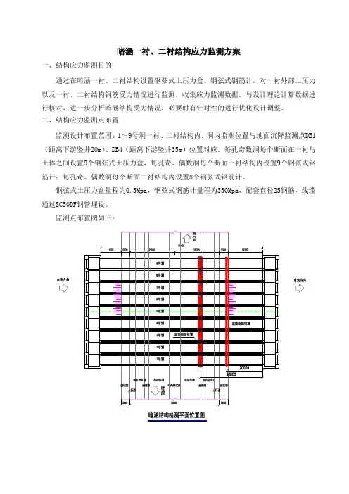暗涵一衬、二衬结构应力监测方案