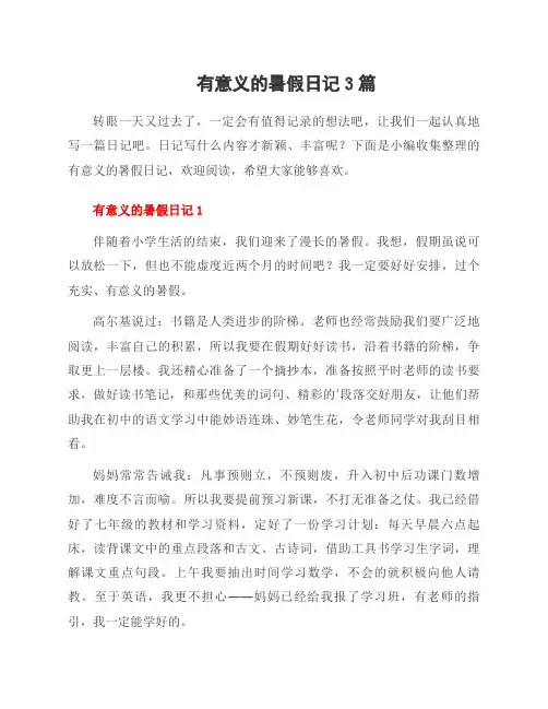 有意义的暑假日记3篇