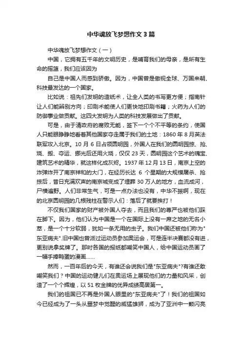 中华魂放飞梦想作文3篇