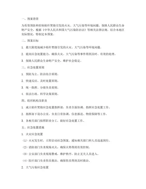 秸秆焚烧应急处置预案
