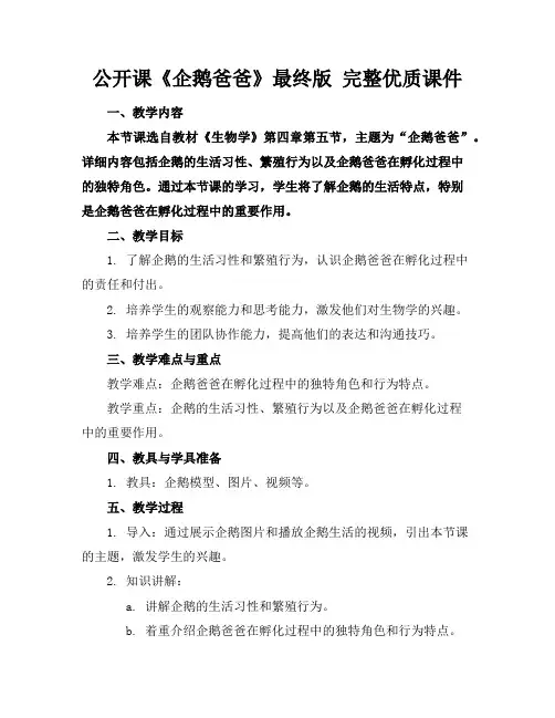 公开课《企鹅爸爸》最终版完整优质课件