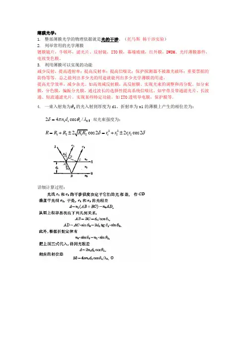 薄膜光学知识点