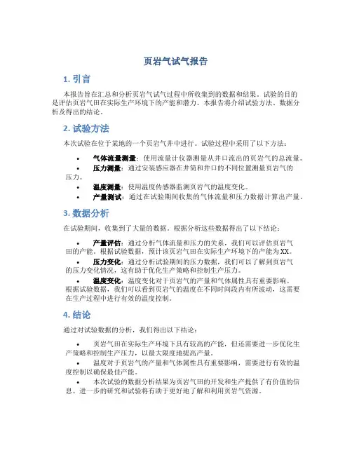 页岩气试气报告