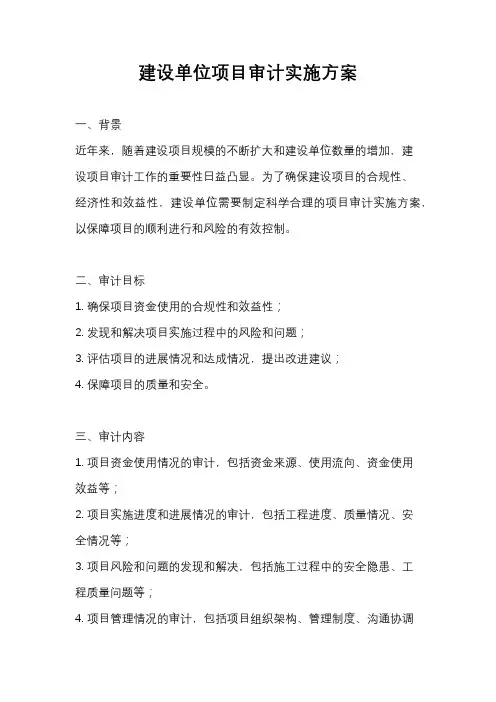 建设单位项目审计实施方案