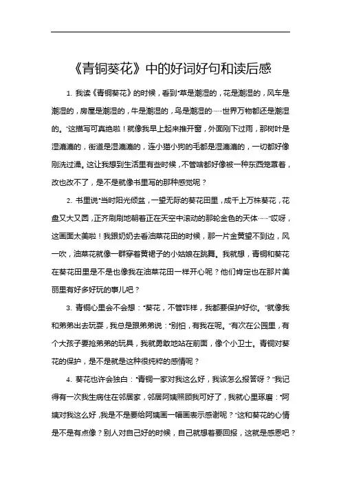 《青铜葵花》中的好词好句和读后感