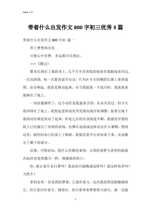 带着什么出发作文800字初三3篇