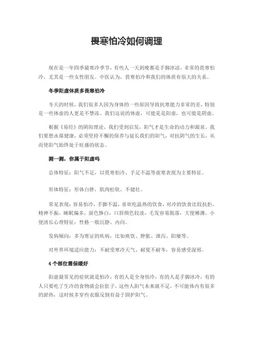 畏寒怕冷如何调理